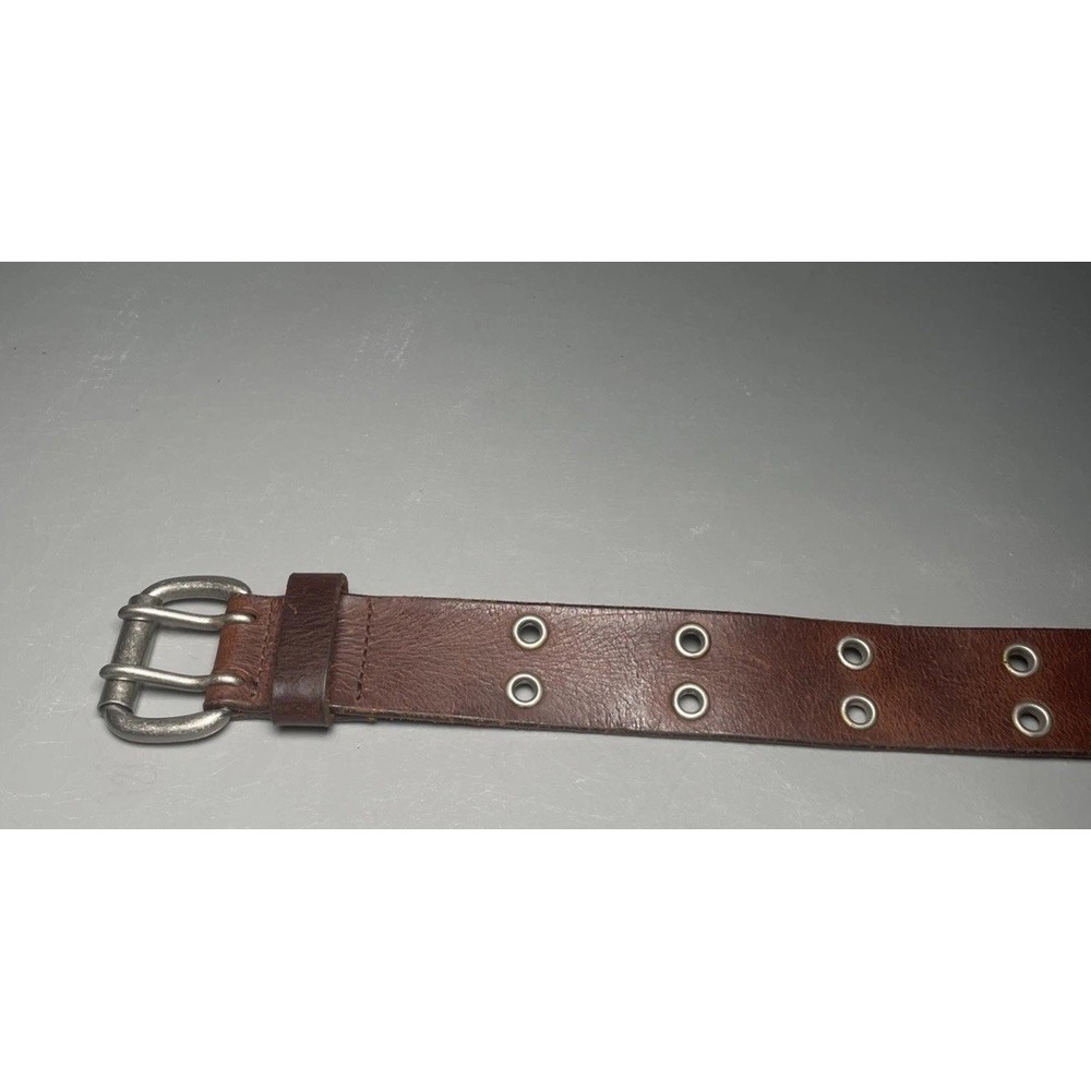 Aeropostale Studded Brown Leather Double Prong 9916 Belt Size L - Picture 4 of 13